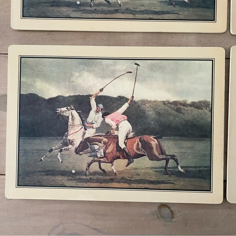 Set of 8 Vintage Polo Players Placemats and Coasters - Picture 6 of 16